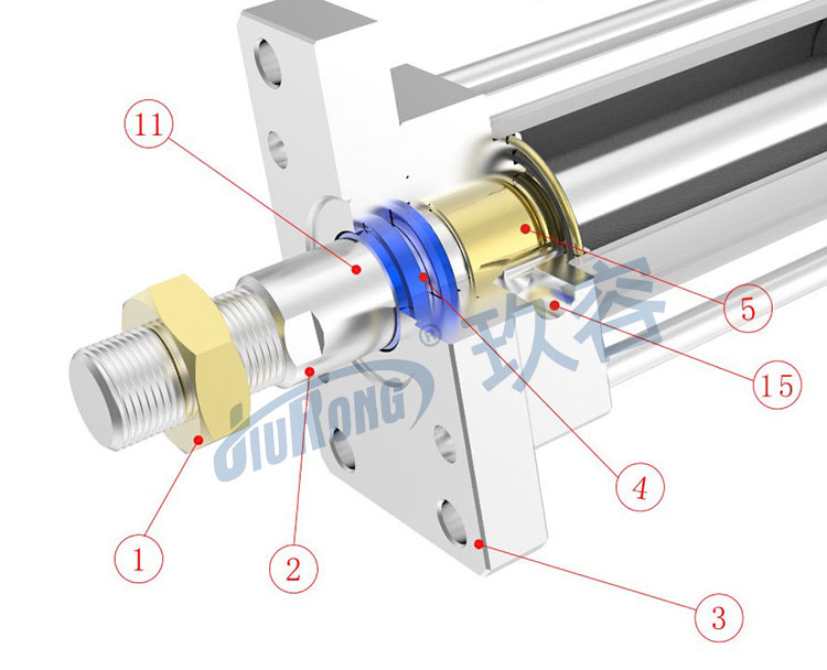氣液增壓缸前半部分分解結(jié)構(gòu)圖